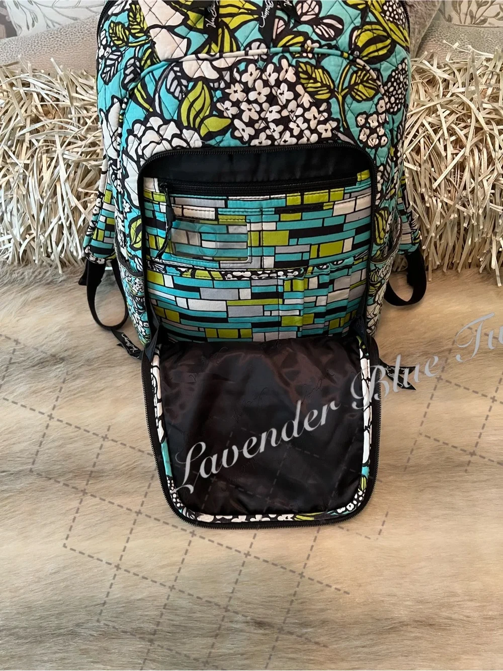 VERA BRADLEY Island Blooms 2012 Laptop Backpack Turquoise Floral Y2K Worl